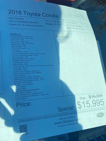 2018 Toyota Corolla LE