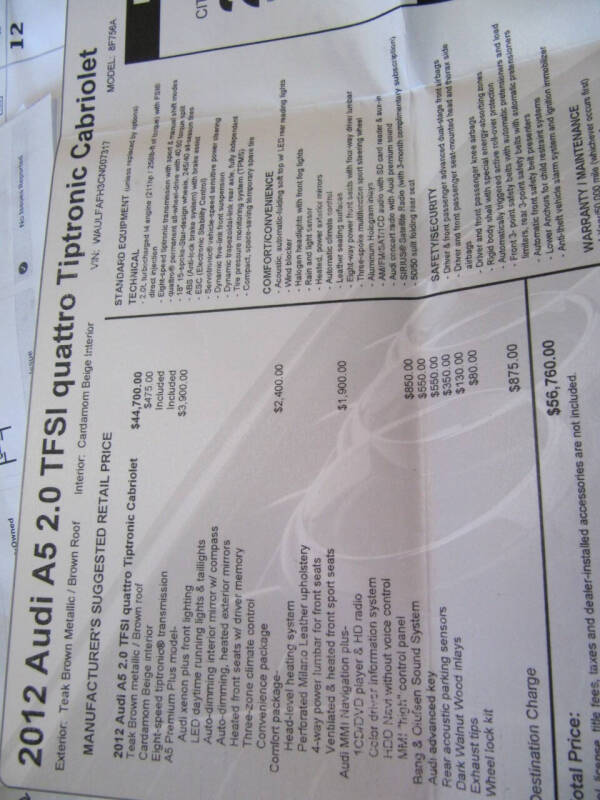 2012 Audi A5 2.0T quattro Premium Plus