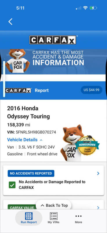 2016 Honda Odyssey Touring