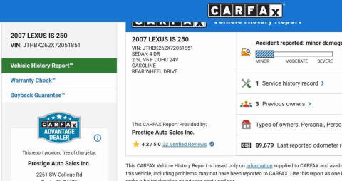 2007 Lexus IS 250 for sale at CHRIS SPEARS' PRESTIGE AUTO SALES INC in Ocala FL