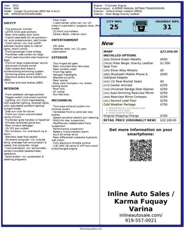 2012 MINI Cooper Countryman S ALL4