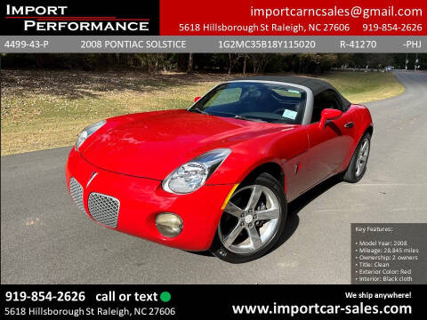 2008 Pontiac Solstice for sale at Import Performance Sales in Raleigh NC