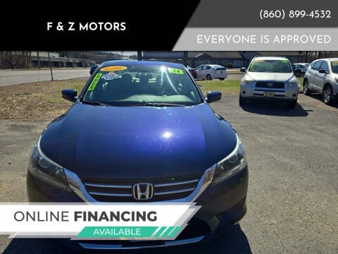 2014 Honda Accord for sale at F & Z MOTORS in Vernon Rockville CT