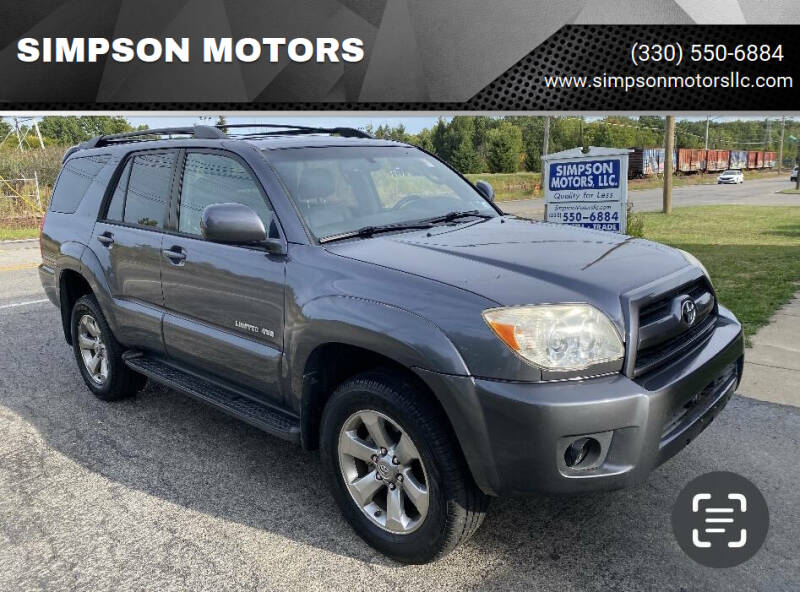 2006 Toyota 4Runner for sale at SIMPSON MOTORS in Youngstown OH