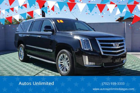 2018 Cadillac Escalade ESV for sale at Autos Unlimited in Las Vegas NV