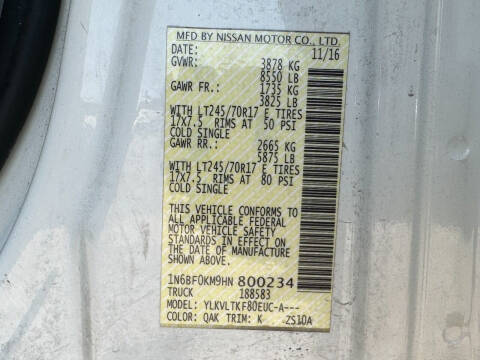 2017 Nissan NV 1500 SV