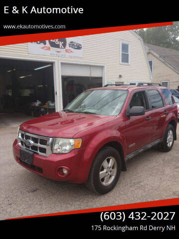 2008 Ford Escape for sale at E & K Automotive in Derry NH