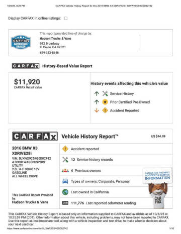 2016 BMW X3 xDrive28i