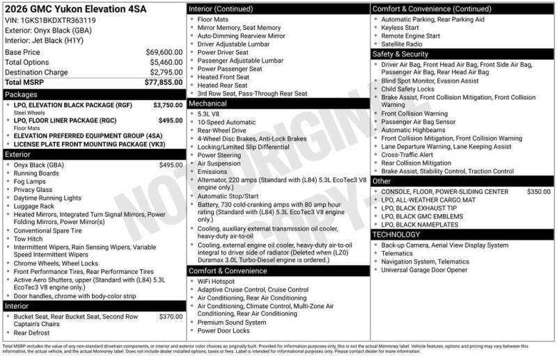 2026 GMC Yukon Elevation