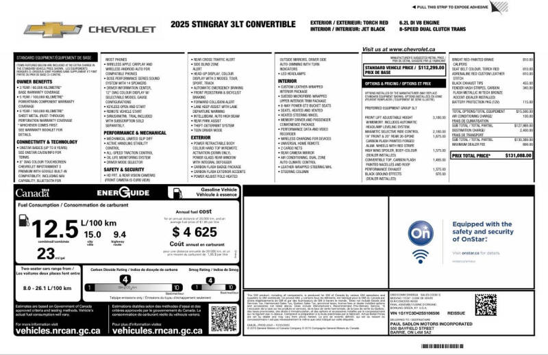 2025 Chevrolet Corvette Stingray
