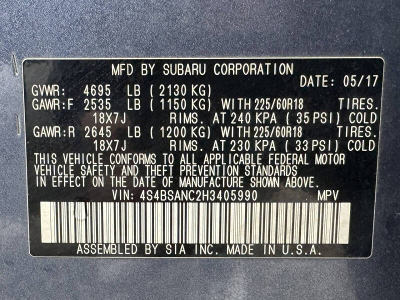 2017 Subaru Outback 2.5i Limited