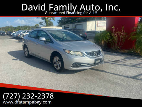 2013 Honda Civic for sale at David Family Auto, Inc. in New Port Richey FL