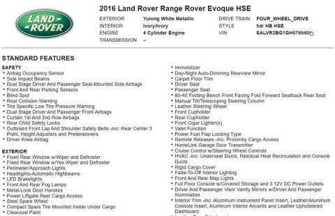 2016 Land Rover Range Rover Evoque HSE
