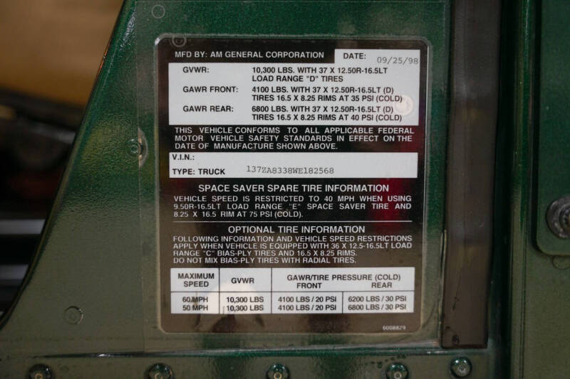 1998 AM General Hummer Hard Top