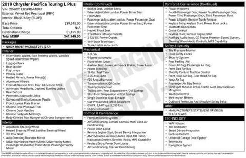 2019 Chrysler Pacifica Touring L Plus