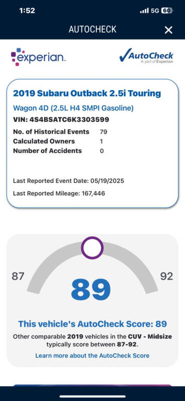 2019 Subaru Outback 2.5i Touring