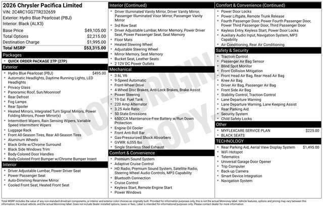 2026 Chrysler Pacifica Limited