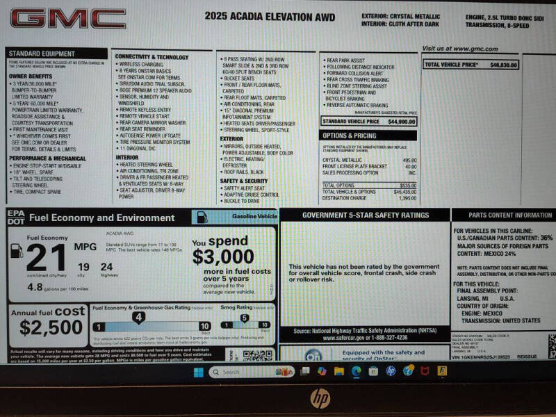 2025 GMC Acadia Elevation