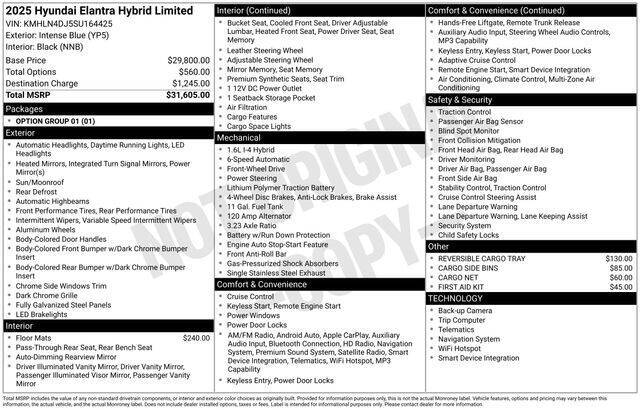 2025 Hyundai Elantra Hybrid Limited