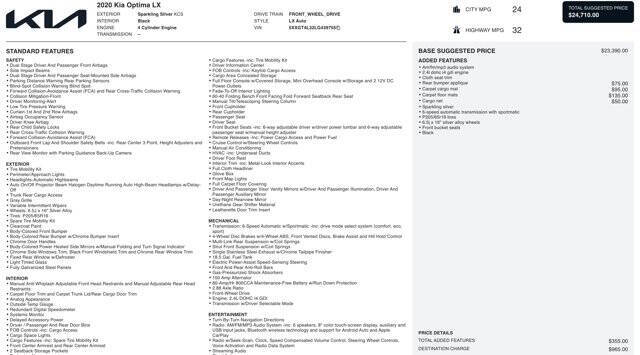 2020 Kia Optima LX