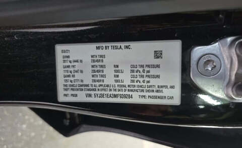 2021 Tesla Model 3 Standard Range Plus