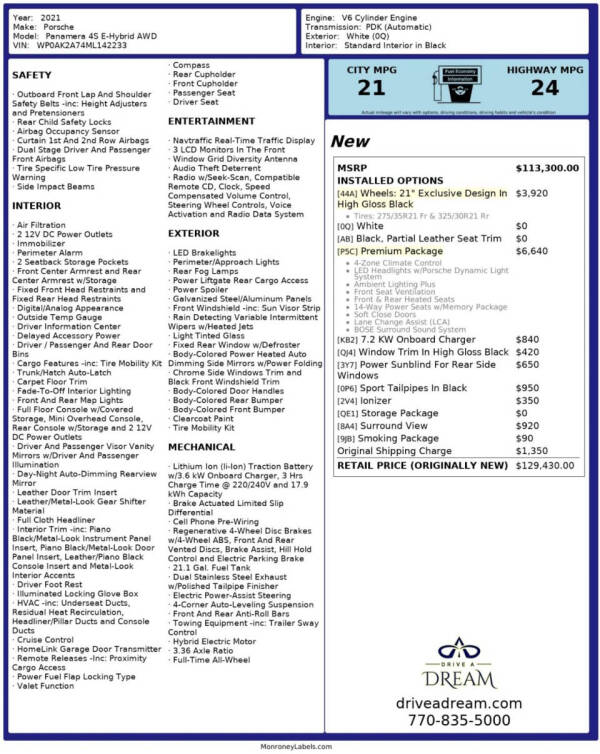 2021 Porsche Panamera 4S E-Hybrid