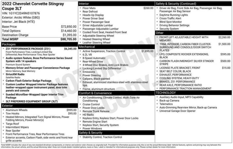 2022 Chevrolet Corvette Stingray