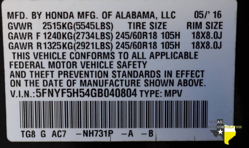 2016 Honda Pilot EX-L