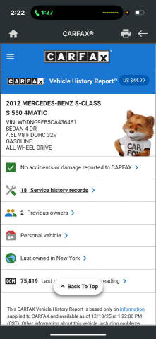 2012 Mercedes-Benz S-Class S 550 4MATIC