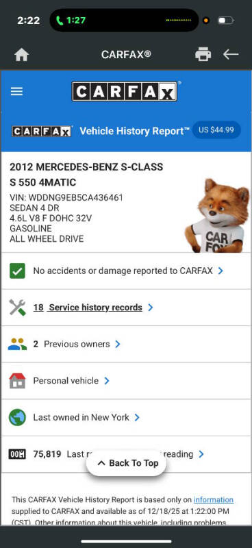 2012 Mercedes-Benz S-Class S 550 4MATIC