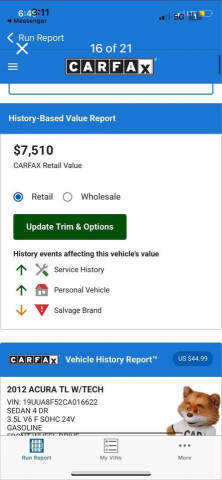 2012 Acura TL w/Tech