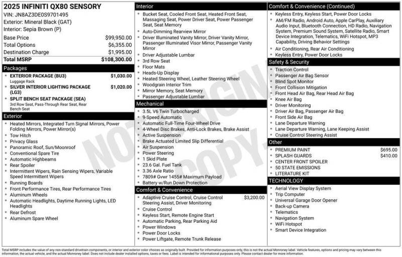 2025 Infiniti QX80 Sensory