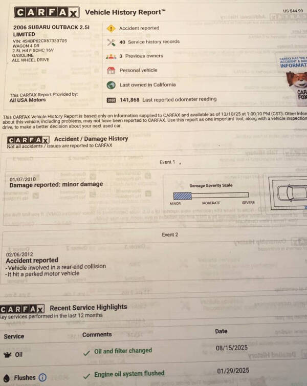 2006 Subaru Outback 2.5i Limited