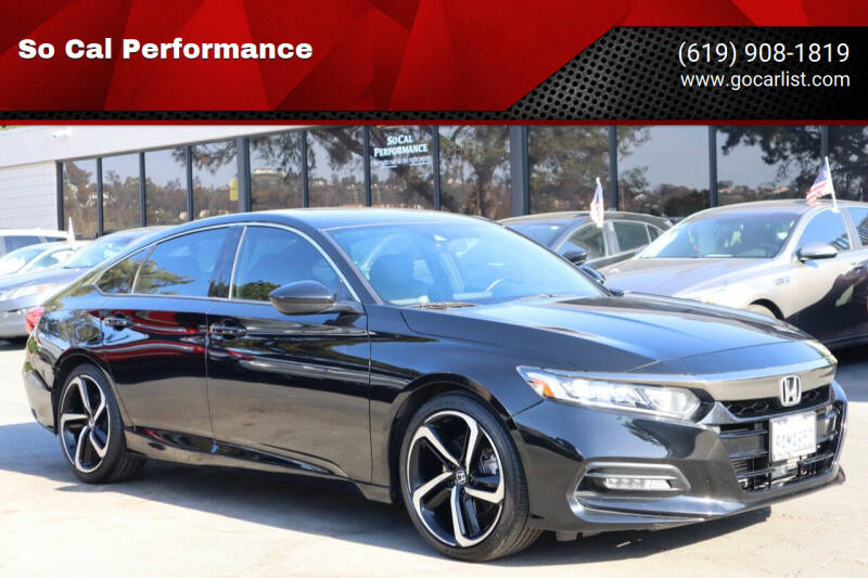 2018 Honda Accord for sale at So Cal Performance in San Diego CA