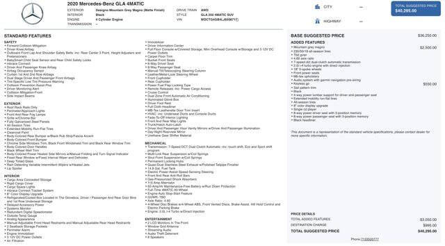 2020 Mercedes-Benz GLA GLA 250 4MATIC