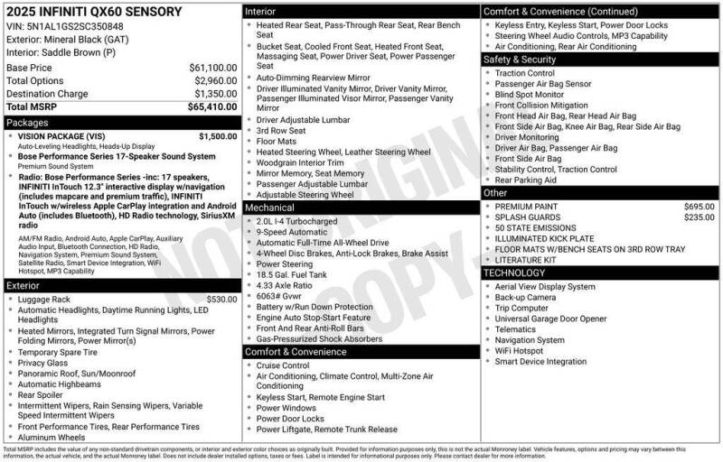 2025 Infiniti QX60 Sensory