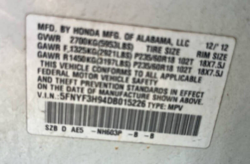 2013 Honda Pilot Touring