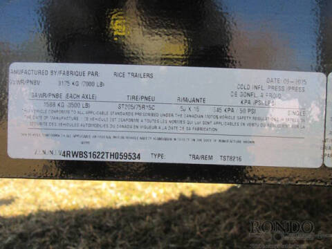 2026 Rice Trailers Utility TST8216