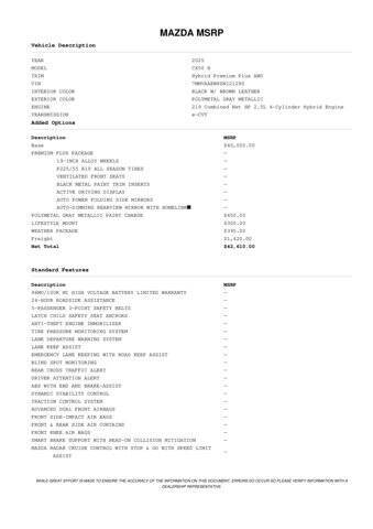 2025 Mazda CX-50 Hybrid Premium Plus