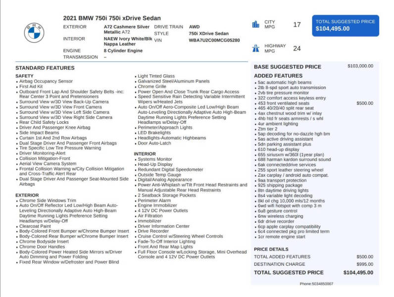 2021 BMW 7 Series 750i xDrive