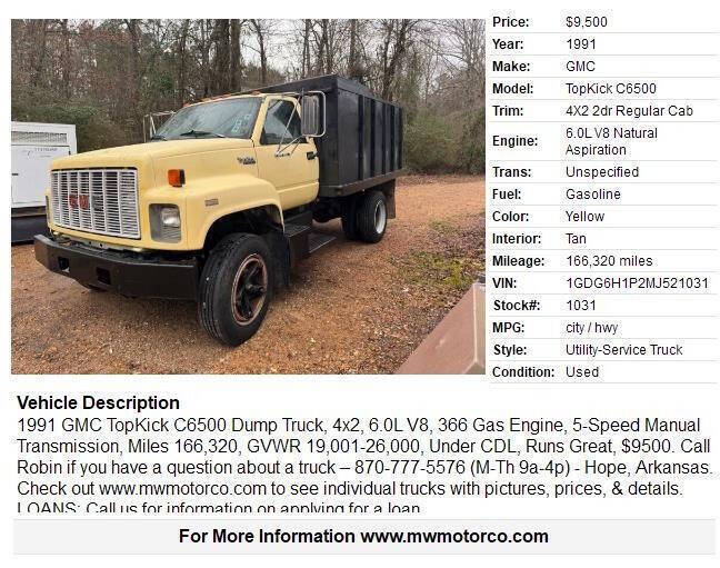 1991 GMC TopKick C6500