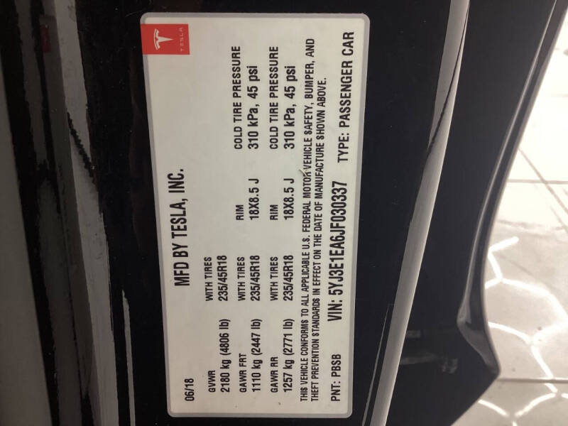 2018 Tesla Model 3 Long Range