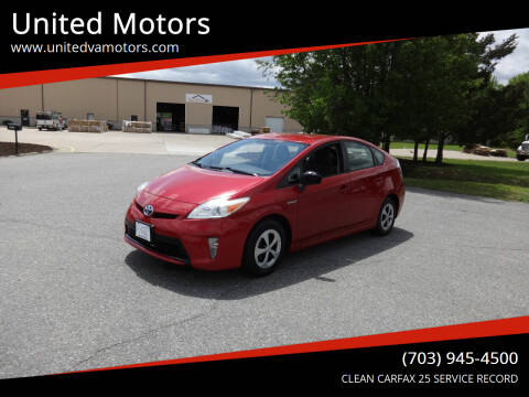 2013 Toyota Prius for sale at United Motors in Fredericksburg VA