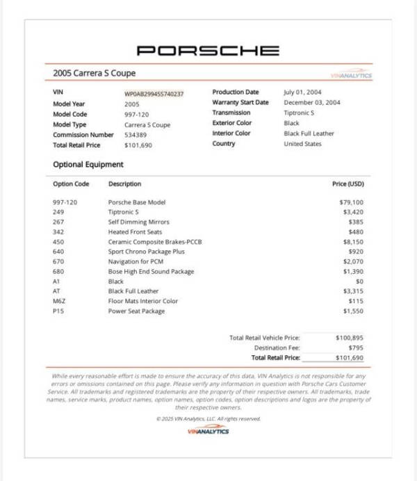 2005 Porsche 911 Carrera S