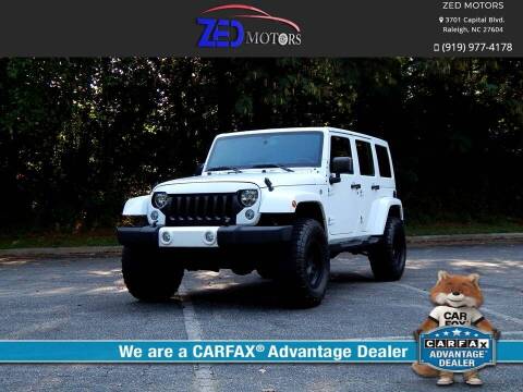 2016 Jeep Wrangler Unlimited for sale at Zed Motors in Raleigh NC
