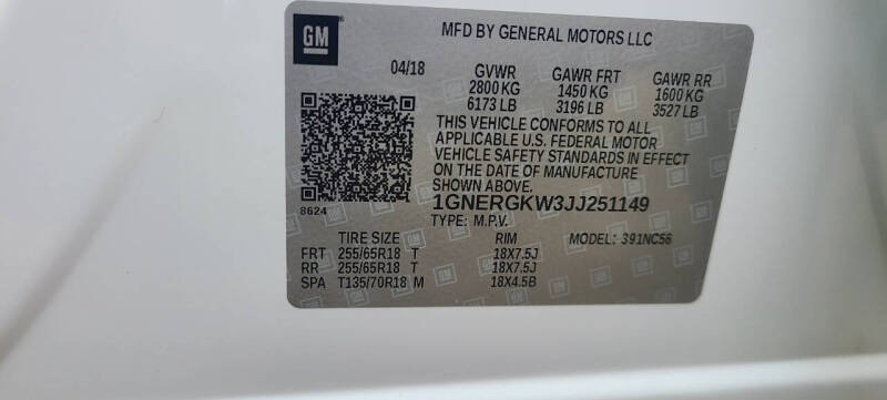 2018 Chevrolet Traverse LT Cloth