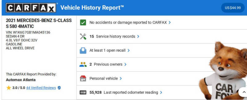 2021 Mercedes-Benz S-Class S 580 4MATIC