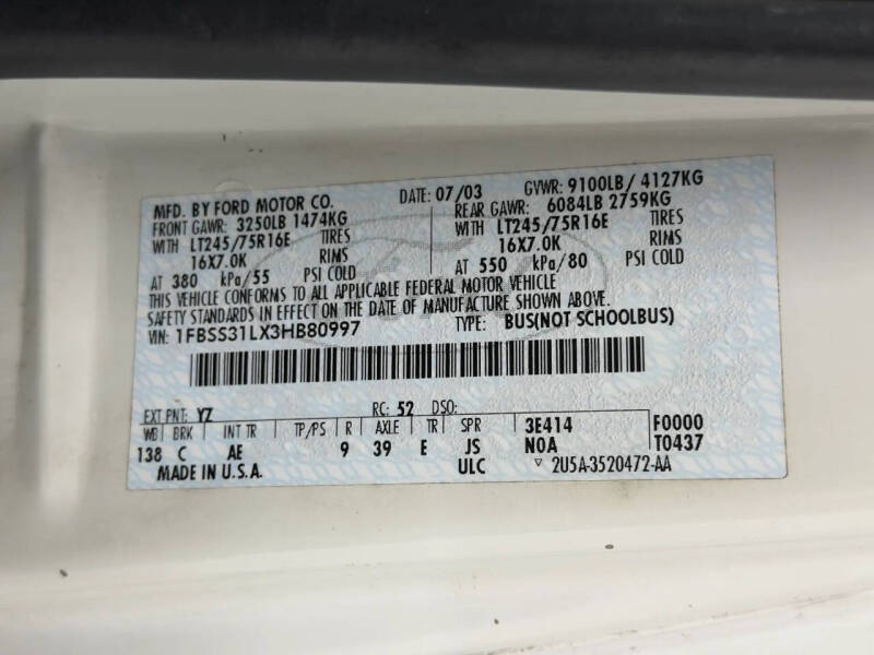 2003 Ford E-Series E-350 SD XL