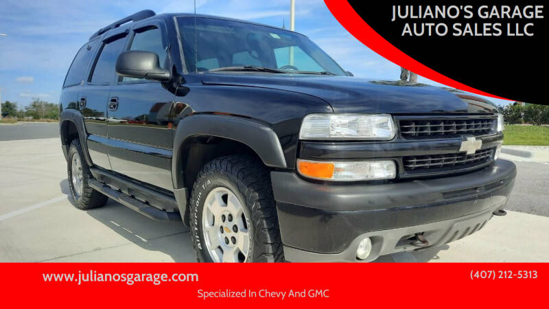 2002 Chevrolet Tahoe for sale at JULIANO'S GARAGE AUTO SALES in Ocoee FL