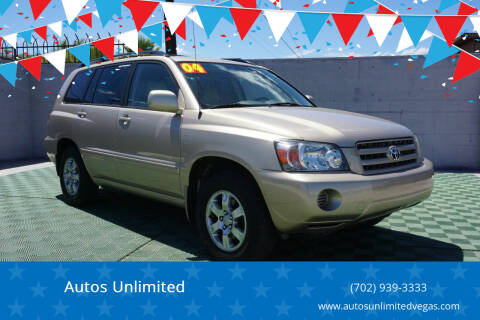 2004 Toyota Highlander for sale at Autos Unlimited in Las Vegas NV